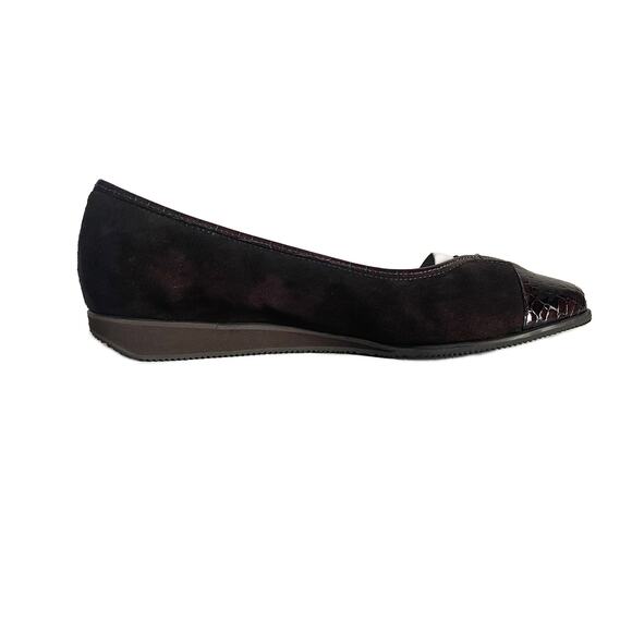 Vaneli : NEW Brown Suede Croc Embossed Sitta Cap Slip on Wedge Flats : 9.5 M - Picture 6 of 12